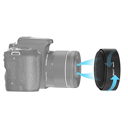 SIOTI 55mm Lens Hood, Oxidation Matte Anti Reflective Treatment, Aluminum Alloy, with 1 * 58mm Lens Cap, Compatible with Sony/Canon/Nikon/Fuji etc >50mm Camera Lens - color: Medium Telephoto-Tubular, size: 55mm