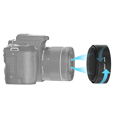 SIOTI 55mm Lens Hood, Oxidation Matte Anti Reflective Treatment, Aluminum Alloy, with 1 * 58mm Lens Cap, Compatible with Sony/Canon/Nikon/Fuji etc >50mm Camera Lens - color: Medium Telephoto-Tubular, size: 55mm