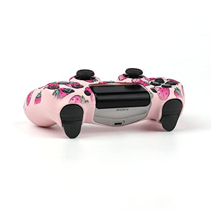 RALAN Pink Controller Skins for PS4,Fruit Silicone Controller Cover Skin Protector Compatible /PS4 Slim/PS4 Pro Controller with 2 Cute Thumb Grips Caps… - color: Pink