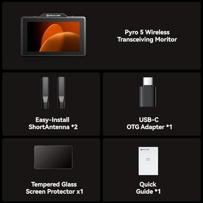 Hollyland Pyro 5 Wireless Transceiving Monitor + Pyro S Wireless Video Transmitter and Receiver Ecosystem - size: 5.5 inch - Pyro 5 & Pyro S