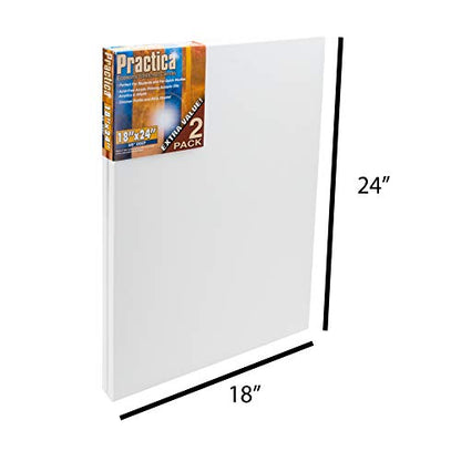 Practica Economy Stretched Cotton Canvas 20-Pack - 18x24 - Acid-Free Acrylic Primed Canvas for Acrylics, Pastels, Graphite, & More! - size: 18x24"