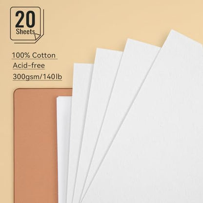 Lightwish Watercolor Sketchbook, 100% Cotton Cold Press Refillable Paper - color: Flat Buckle Brown