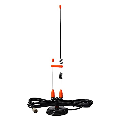 TWAYRDIO Dual Band 17inch Two Way Radio Antenna for Mobile Radio - VHF UHF Portable Indoor/Outdoor Mobile Car Radio Antennas Full Kit with Magnet Mount and 13ft RG58 Coaxial Cable PL259 Plug - color: Orange