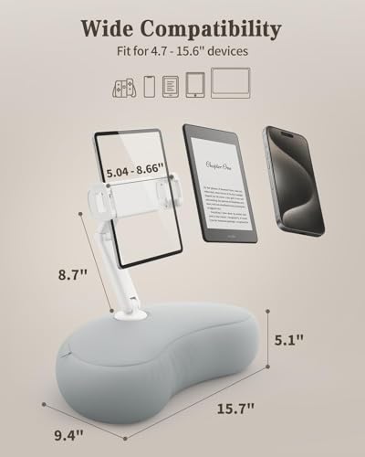 SAIJI Kindle Pillow Stand for Bed – iPad & Tablet Holder (Gray) - color: Gray