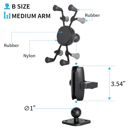 Strg Phone Mount with 1" Ball Diamond Base and Marine-Grade Aluminum Arm - size: Diamond Base