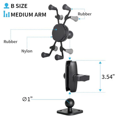 Strg Phone Mount with 1" Ball Diamond Base and Marine-Grade Aluminum Arm - size: Diamond Base