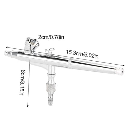 0.2mm 2cc Gravity Feed Dual Action Airbrush Kit, Silver, with Dropper and Wrench for Nail Art Body Paint