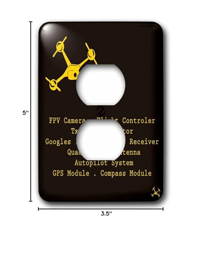 3dRose lsp_179979_6 Black And Yellow Drone with Diy Accelerometer Gyroscope Brushless Motor Gps - 2 Plug Outlet Cover