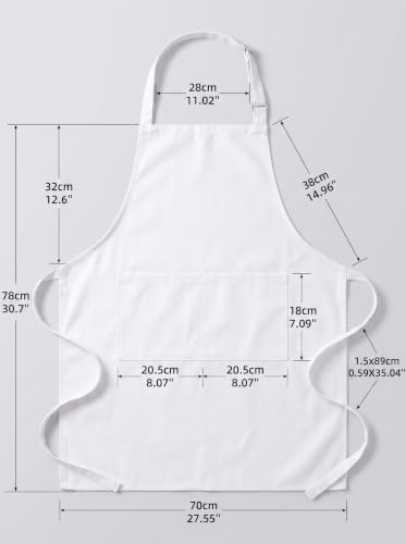 BOHARERS Kitchen Cooking Apron Unisex Adjustable chef apron with 2 pockets,1 Pack White - color: A3-1 Pack White