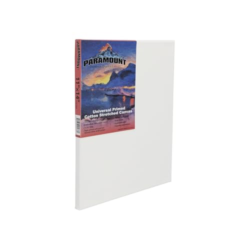 Paramount Pre-Stretched Canvas for Painting- 2-Pack, 16x16" Triple Primed White Canvases- 11/16" Deep, 100% Cotton Stretched Canvas for All Media, Medium Tooth, Back-Stapled, 12oz Primed Weight - size: 16 x 16