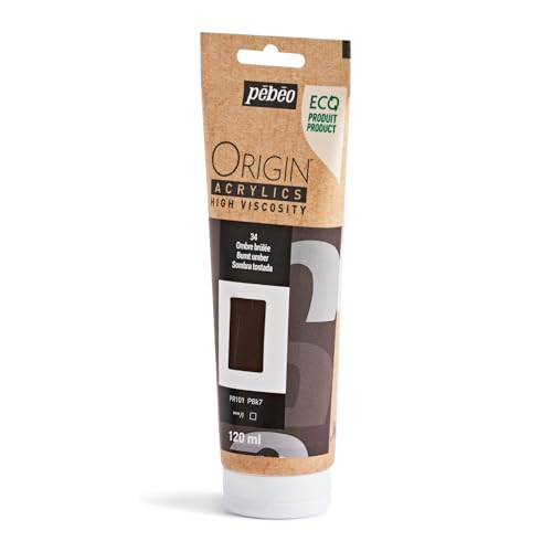 PEBEO Origin Acrylics 120ml Matte Acrylic Paint, Burnt Umber - color: Burnt Umber