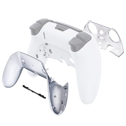 eXtremeRate Top Bottom Decorative Trim Shell Compatible with p s 5 Edge Controller DIY Replacement Front Back Clip Shell, Custom Chrome Silver Plates Cover Compatible with p s 5 Edge Controller - color: Chrome Silver