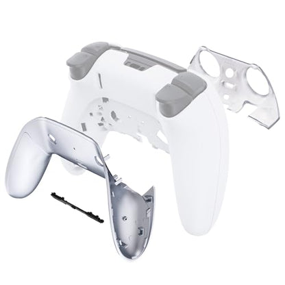 eXtremeRate Top Bottom Decorative Trim Shell Compatible with p s 5 Edge Controller DIY Replacement Front Back Clip Shell, Custom Chrome Silver Plates Cover Compatible with p s 5 Edge Controller - color: Chrome Silver