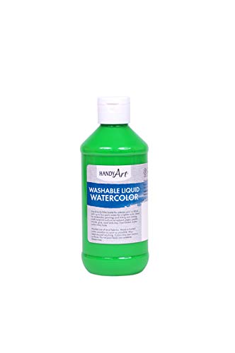 Handy Art Washable Liquid Watercolor Paint, Fluorescent Green, 8 oz Bottle - color: Fluorescent Green
