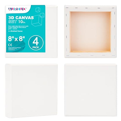 AUREUO 8x8 Inch Gallery Wrapped Canvas 1.5 Inch Depth 4 Pack - size: 8"x8" Gallery