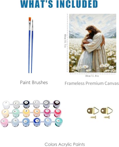 Jesus Paint by Numbers Kit for Adults Framed Canvas 12X16 in, Frameworkless - color: YH02116