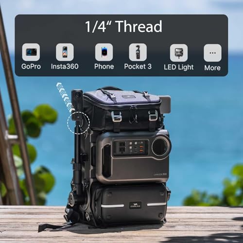 LANCER 100 Travel Camera Backpack with 96Wh Portable Power Station, Modular Hard Shell Photography Bag with Magic Arm, IPX5 Waterproof Drone Backpack Fits 16" Laptop (Black) - color: Black