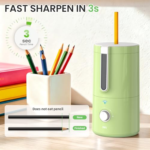 deli Electric Pencil Sharpener, Fully Automatic Pencil Sharpener - color: Green