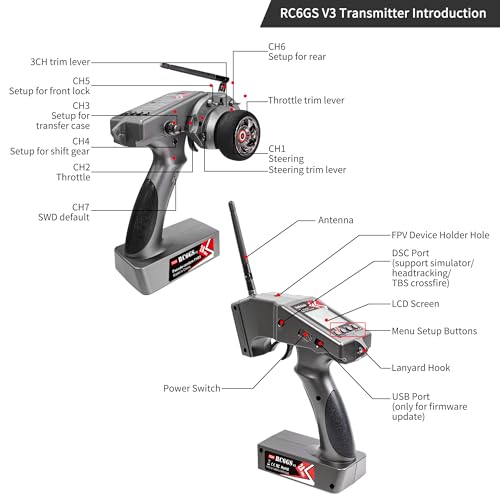 Radiolink RC6GS V3 7 Channels RC Transmitter R7FG&R6FG 2PCS Gyro Receivers