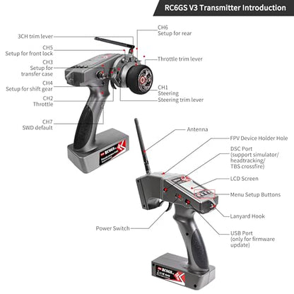Radiolink RC6GS V3 7 Channels RC Transmitter R7FG&R6FG 2PCS Gyro Receivers
