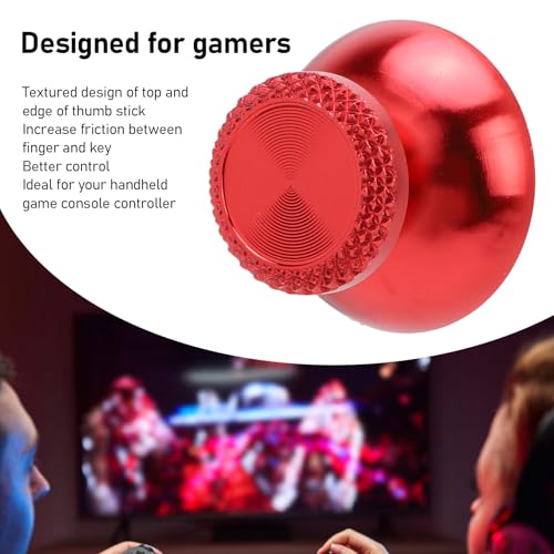 Pomya Thumbsticks for Controller, 2Pcs Metal Thumb Grip Replacement for Handheld Game Console, Aluminum Alloy Analog Thumb Sticks Accessories (Red) - color: Red