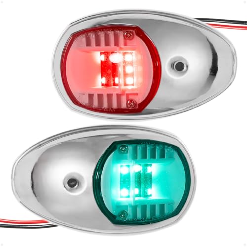 Five Oceans Boat Navigation Lights, LED Bow Light, Navigation Lights for Boats LED Red and Green, Boat Lights Navigation Vertical Mount Sidelight, 12V, USCG 2NM Certified - FO2890