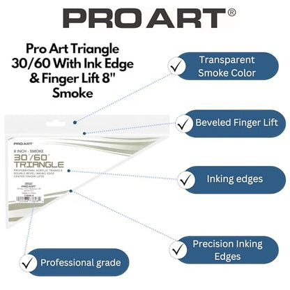 Pro Art 8-Inch 30/60-Degree Triangle, Smoke - color: Smoke, size: 8-inch, 30/60 Degrees