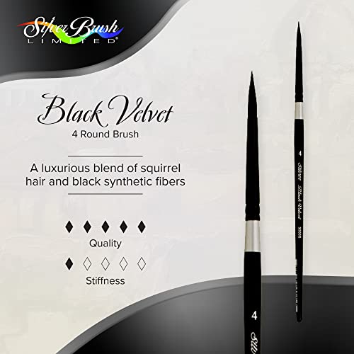 Silver Brush Limited Black Velvet Round Watercolor Paintbrush, Size 4 - size: 4