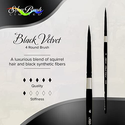 Silver Brush Limited Black Velvet Round Watercolor Paintbrush, Size 4 - size: 4