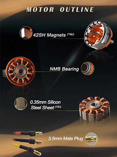 FLASH HOBBY D2836 Brushless Outrunner Motor 2~4S Helicopter RC Motor for RC Airplane Fixed-Wing Drone FPV (880KV) - size: 880kv
