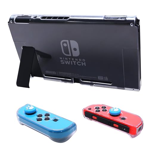 COMCOOL Clear Dockable Case for Nintendo Switch - Crystal 3 in 1 Protective Cover Shell for Nintendo Switch with Screen Protector and Thumb grips - Clear - color: Clear