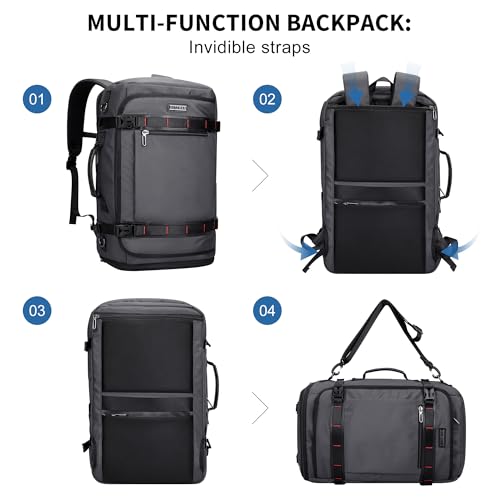 WITZMAN Travel Backpack for Men 35L TSA Friendly Flight Approved - color: Silvery Grey