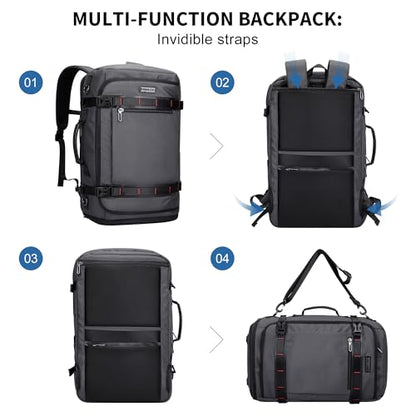 WITZMAN Travel Backpack for Men 35L TSA Friendly Flight Approved - color: Silvery Grey