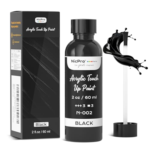 Nicpro Black Touch Up Paint, 2oz/60ml High Gloss Acrylic Touch Up Paint Pen - color: Black