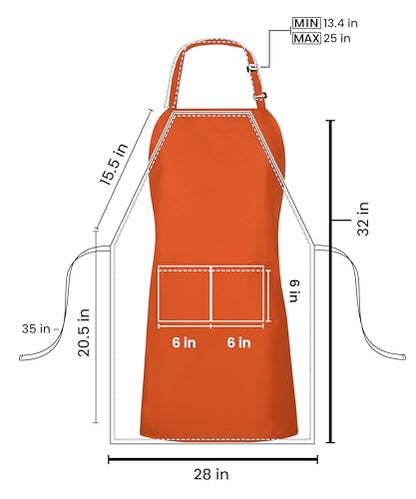 Utopia Kitchen Bib Aprons 10 Pack Adjustable With 2 Pockets - color: Orange