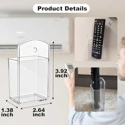 2Pcs Wall Remote Control Holder, Clear Remote Wall Mount for AC TV, Adhesive Remote Control Holder for Office Storage - color: Clear