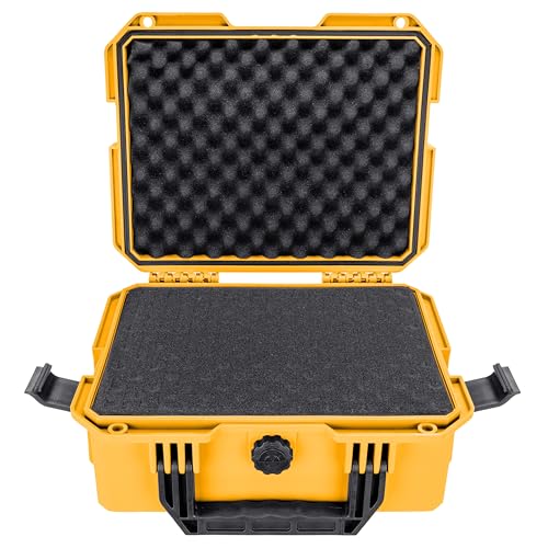Eylar 13.8" Intact Series Compact Hard Camera Case, Lightweight and Durable Stacker Design with Foam - color: Yellow