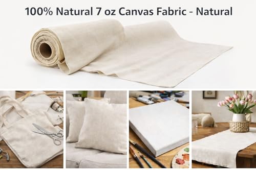 Sedona Designz 60" Wide Cotton Duck Canvas Fabric - 7oz Durable 100% Cotton (Natural, 10 Yards) - color: Natural, size: 10 Yards
