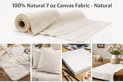 Sedona Designz 60" Wide Cotton Duck Canvas Fabric - 7oz Durable 100% Cotton (Natural, 10 Yards) - color: Natural, size: 10 Yards