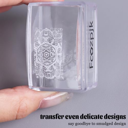 Fcozpjk French Tip Tool, 3PCS Clear Silicone Nail Art Stamper Scraper Kit - color: Square