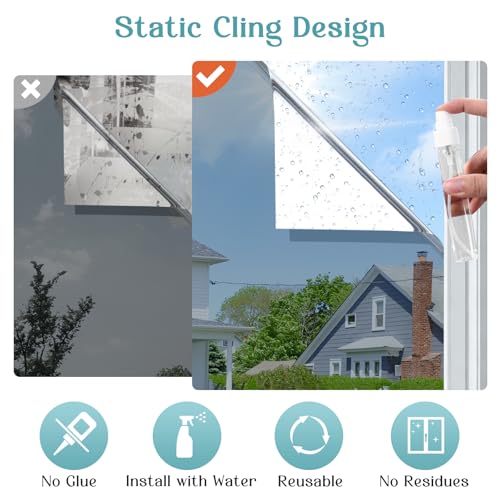 Haton Window Tint for Home, One Way Film, Silver 29.5" x 78.7" - color: Silver Silver, size: 29.5" x 78.7"