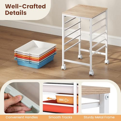RELAX4LIFE 6-Drawer Rolling Storage Cart w/Lockable Wheels(Macaron) - color: Macaron, size: 22.5”H