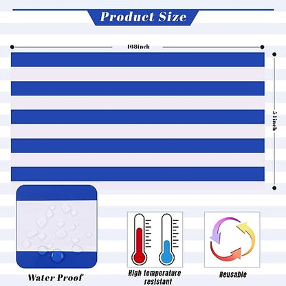 Kesfey Blue Striped Tablecloth Picnic Vertical Stripe Table Cover 3 Packs - color: Blue Vertical Striped