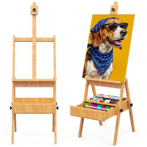 Large Beech Wood H-Frame Easel,Painting Easel with Storage Drawer,Up to 36" - color: Solid Wood