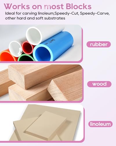 UCEC Pink 6-Blade Linocut Carving Kit for Stamp Making & Block Printing - color: 1pc Linoleum Knife(pink)