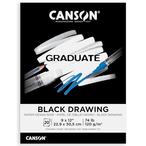 Canson Graduate Drawing Paper Pad, Black, 9x12 in - color: Black Paper, size: 9x12 inch