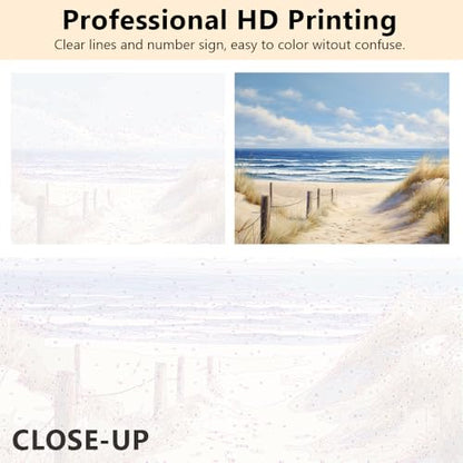 TUMOVO Gentle Waves Lapping at Shore Paint by Numbers Craft Kit for Adults - color: Beach