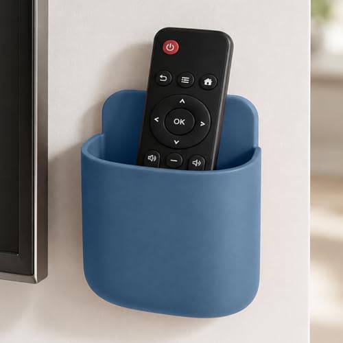 Remote Holder Wall Mount, Bedside TV Remote Storage Box Organizer for Air Conditioner Controller Phone Pen Accessories Home Office - color: Blue