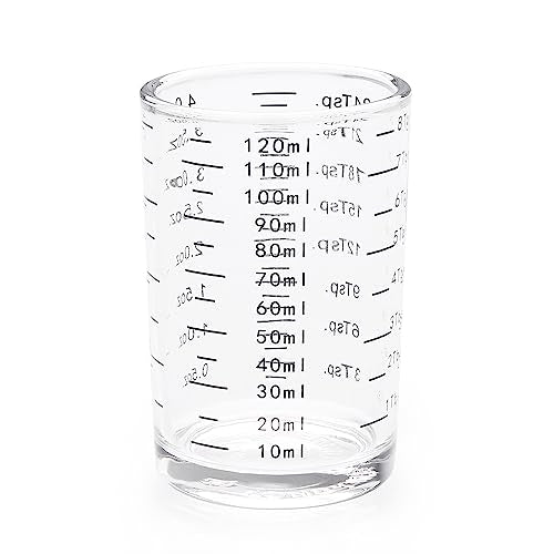 BCnmviku Measuring Cup Shot Glass 4 Ounce/120ML Liquid Heavy High Espresso Glass Cup Black Line (1, Black) - color: Black