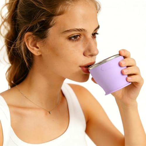 Collapsible Travel Cup, Foldable Water Cup with Lid, for Travel - color: Lilac